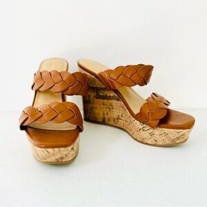 Nine West Tan Braided Wedge Sandals